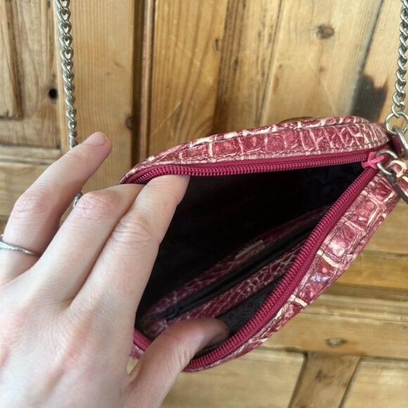 Veari Crocodile‎ Leather Chain Strap Bag Cross Body Purse Brown Pink W/ Dust Bag - Picture 9 of 16